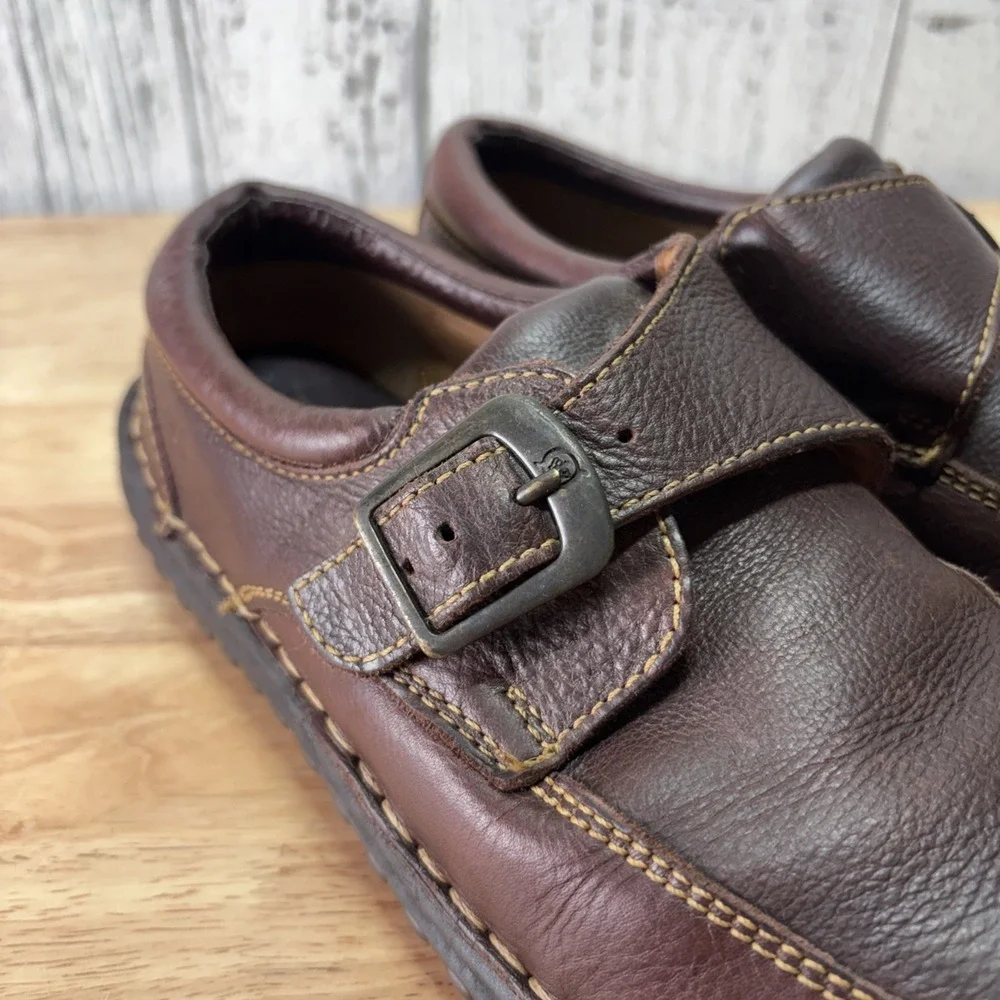 Born Mens Brown Leather Monk Strap Loafers Slip On Shoes M/W 8  W6262